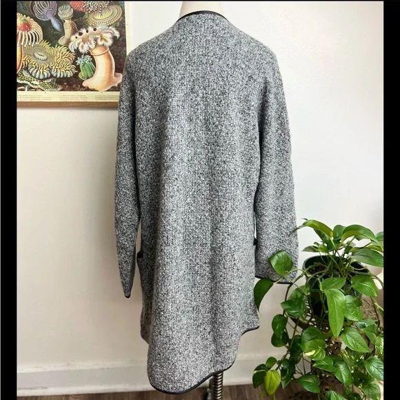 Tart Marled Grey Knit Long Open Cardigan Jacket Medium - Picture 2 of 9